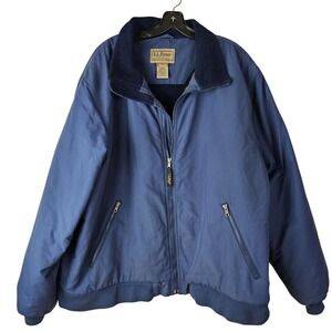 LL Bean Blue Warm-Up Fleece Lined‎ Zip Pockets Bomber Jacket Mens Size XXL Chore